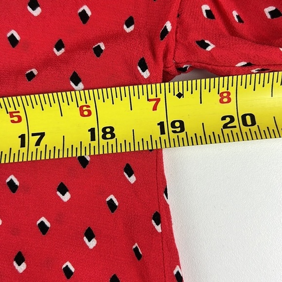 Zara WOMAN Red Patterned  Blouse with Ruffled Flowy Short Sleeves - Picture 6 of 9